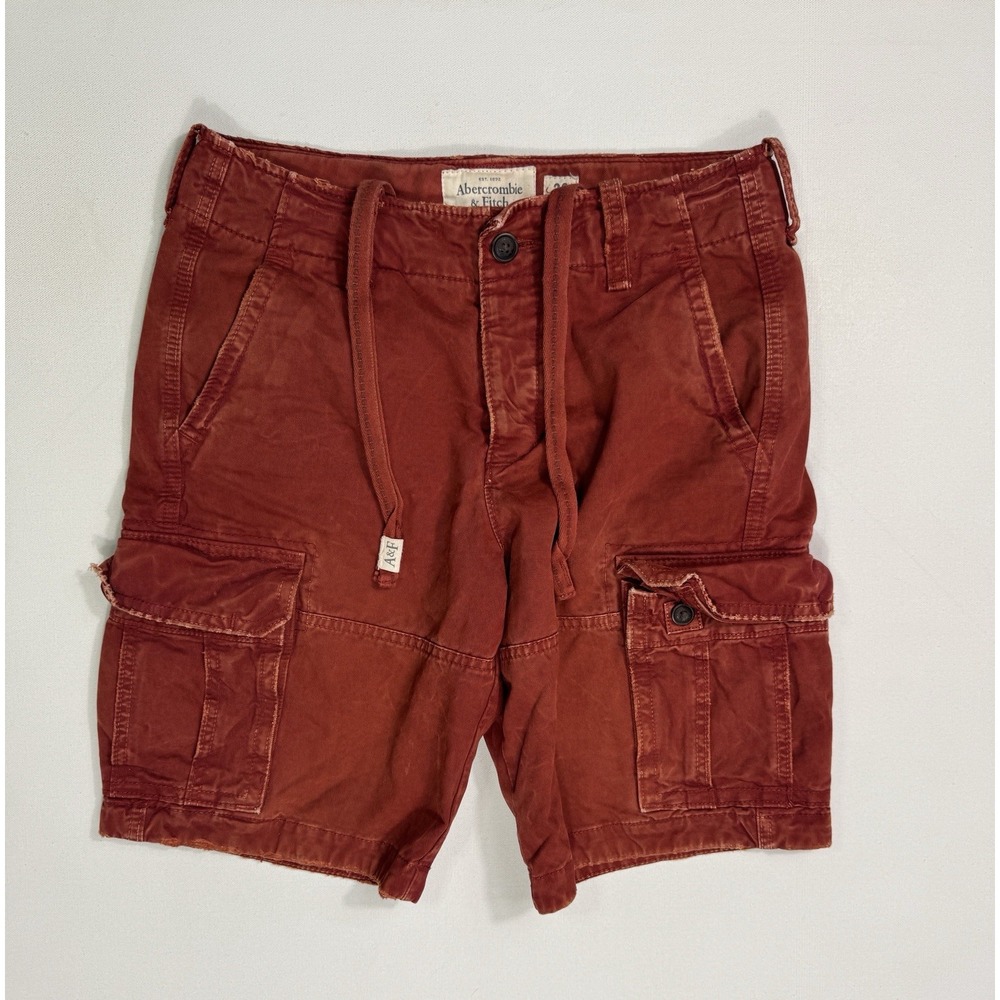 Abercrombie & Fitch Cargo Shorts Men's 30x10 Red Heavyweight Cotton Military